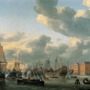 REINIER NOOMS ALIAS ZEEMAN - GEZICHT OP HET IJ BIJ LAAG WATER VOOR HET MARINEARSENAAL TE AMSTERDAM IN 1664