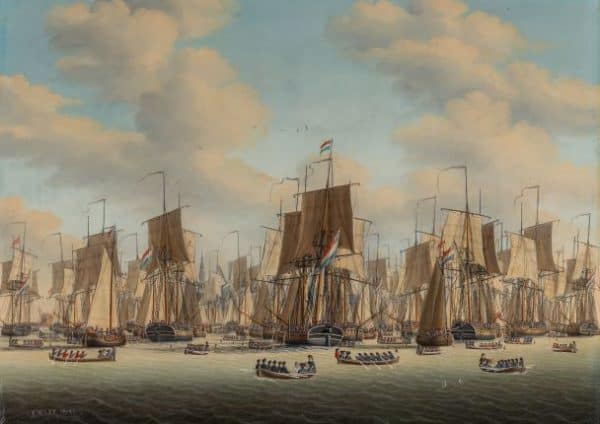 ENGEL HOOGERHEYDEN-HET VERZAMELEN VAN DE BATAAFSE VLOOT IN DE HAVEN VAN VLISSINGEN, 1804 - Afbeelding 2