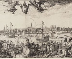 CLAES JANSZ. VISSCHER EN PIETER JACOBSZ. BAST - GEZICHT OP AMSTERDAM VANAF DE NOORDELIJKE IJ-OEVER, 1611
