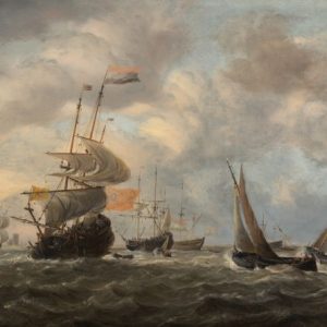WILLEM VAN DE VELDE DE JONGE - OORLOGSSCHIP OP EEN TURBULENTE ZEE