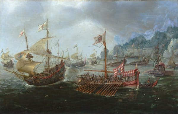 ANDRIES VAN EERTVELT - EEN GEVECHT TUSSEN SPAANSE GALJOENEN EN NEDERLANDSE OORLOGSSCHEPEN