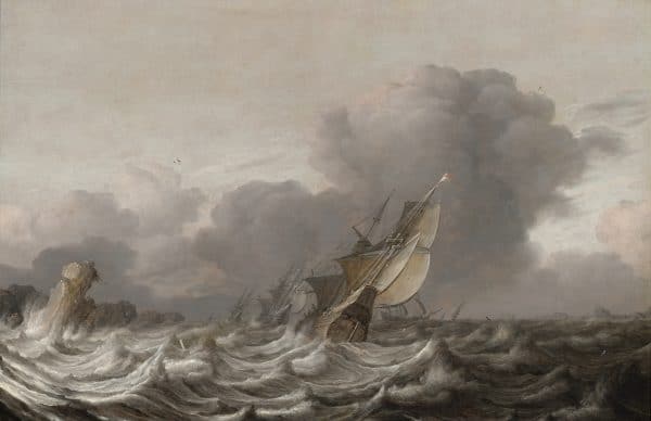 PIETER MULIER DE OUDE - ZEILSCHEPEN IN STORMACHTIG WEER