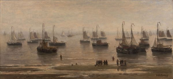 HENDRIK WILLEM MESDAG -VISSERSBOTEN VOOR ANKER (SCHEVENINGEN), ca. 1878