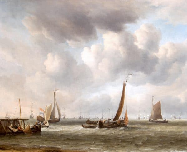 WILLEM VAN DE VELDE DE JONGE - DE NEDERLANDSE VLOOT VOOR ANKER OP DE REDE VAN TEXEL