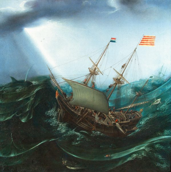 HENDRICK CORNELISZ. VROOM -EEN ENHUIZER PINAS IN EEN STORM
