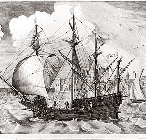 FRANS HUYS naar PIETER BRUEGHEL I - BEWAPEND VIERMASTSCHIP