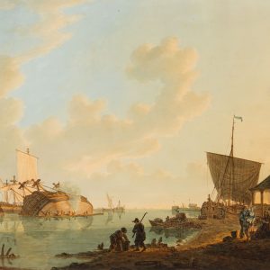 JOHANNES CHRISTIAAN SCHOTEL - EEN ZOMERDAG IN DE DOKKEN LANGS DE MERWEDE (DORDRECHT)