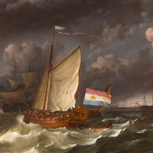 LUDOLF BACKHUYSEN - GEZICHT OP AMSTERDAM MET SCHEPEN OP HET IJ