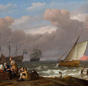 LUDOLF BACKHUYSEN - EEN ENGELS KONINKLIJK JACHT EN TWEE NEDERLANDSE FREGATTEN