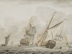CORNELISZ BOUWMEESTER - EEN RIJK GEDECOREERD JACHT EN ANDERE SCHEPEN BIJ DELFSHAVEN
