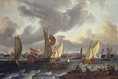 ABRAHAM STORCK - SCHEEPVAART OP HET IJ VOOR AMSTERDAM