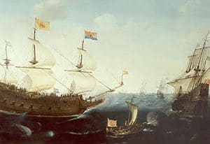 HENDRICK CORNELISZ. VROOM - Nederlandse en Spaanse oorlogsbodems in volle zee