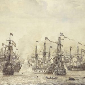 WILLEM VAN DE VELDE DE OUDE - DE MISLUKTE AANVAL VAN DE ENGELSEN OP EEN VLOOT VAN NEDERLANDSE KOOPVAARDIJLIEDEN IN BERGEN (NOORWEGEN), 12 AUGUSTUS 1665