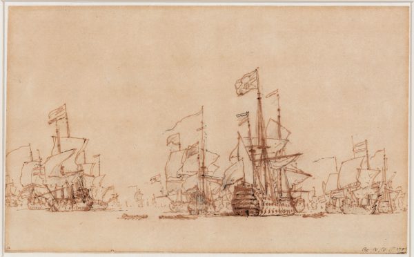 WILLEM VAN DE VELDE DE JONGE - DE 'BRITANNIA' EN ANDERE ENGELSE EN NEDERLANDSE OORLOGSSCHEPEN OP ZEE