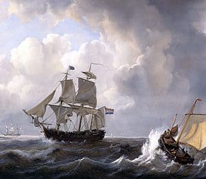 JOHANNES CHRISTIAAN SCHOTEL - EEN FREGAT OP OPEN ZEE