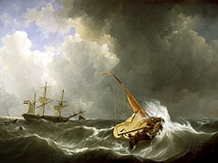JOHANNES CHRISTIAAN SCHOTEL - ZWAAR WEER VOOR DE KUST VAN VLIELAND
