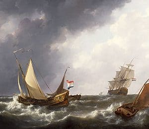 JOHANNES CHRISTIAAN SCHOTEL - EEN JACHT,  EEN OORLOGSSCHIP EN ANDERE SCHEPEN