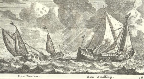 WILLEM VAN DE VELDE DE JONGE - EEN KALME ZEE MET DRIEDEKKERS, EEN KAAG EN EEN SMALSCHIP VOOR DE HOLLANDSE KUST - Afbeelding 2
