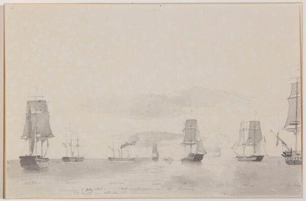 PETRUS JOHANNES SCHOTEL-HET NEDERLANDSE MARINE ESKADER OP EXERCITIE IN DE MIDDELLANDSE ZEE IN 1843