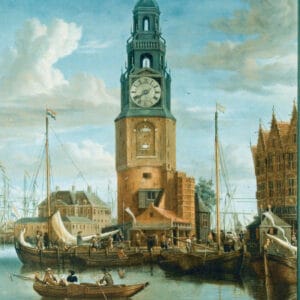 JACOBUS STORCK- DE HARINGPAKKERSTOREN IN AMSTERDAM MET INGEBOUWD UURWERK