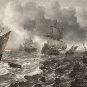 JAN PORCELLIS-Scheepvaart op de Noordzee voor de eilanden Vlieland en Terschelling