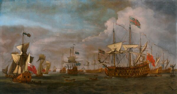WILLEM VAN DE VELDE DE JONGE - KRIJGSRAAD AAN BOORD VAN DE 'BRITANNIA'