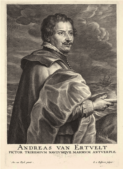 Andries van Eertvelt genaamd Naentkens - The four-masted man-of-war the Neptunus flying the flag of Zeeland with other vessels beyond-4